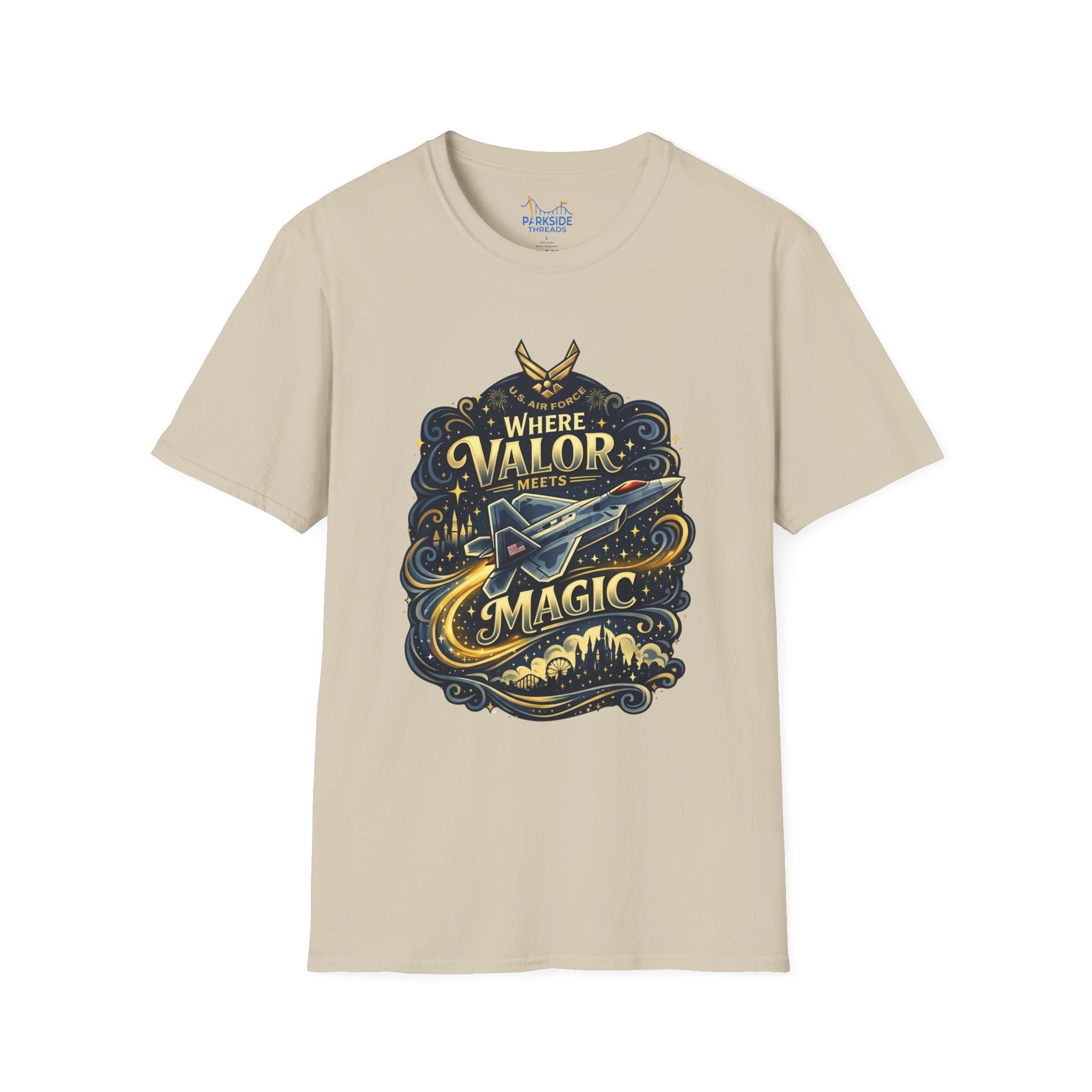 Where Valor Meets Magic Air Force Veteran Theme Park T-Shirt