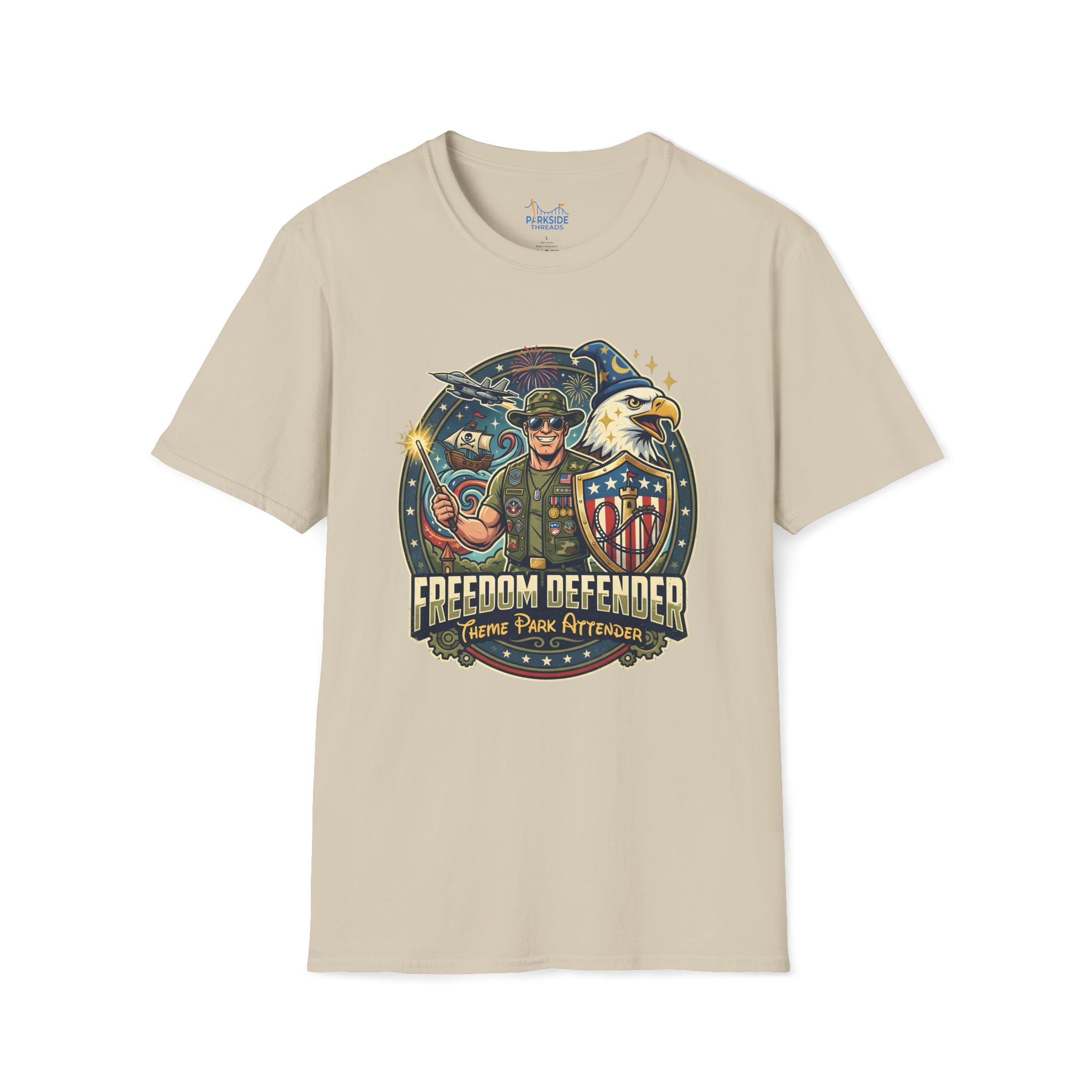 Freedom Defender Theme Park Attender Veteran Shirt, Military Family Vacation Tee, Patriotic Park Gift