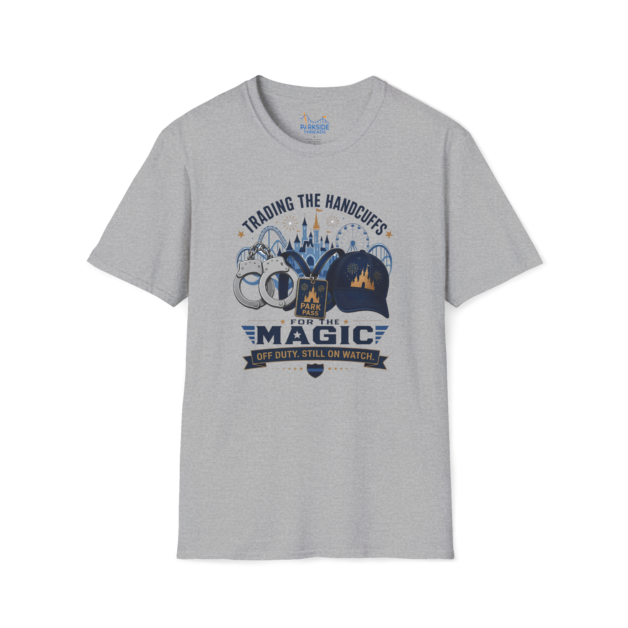 Trading the Handcuffs For Magic Police Officer Theme Park Shirt, Off Duty Cop Vacation Tee, Law Enforcement Gift