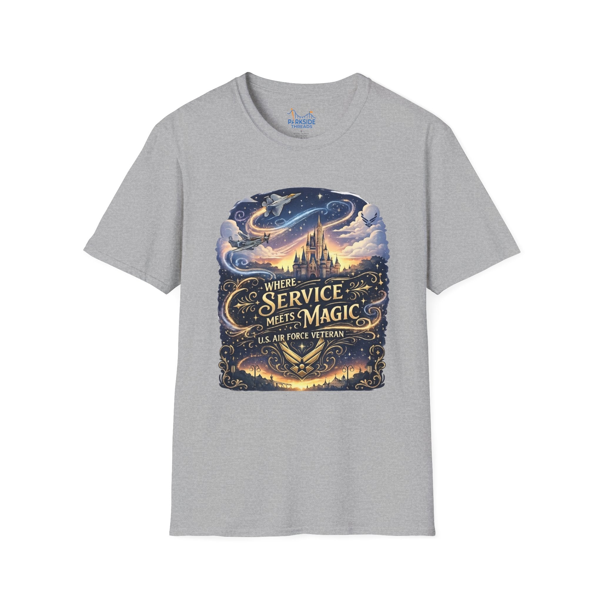 Where Service Meets Magic Air Force Veteran Theme Park T-Shirt