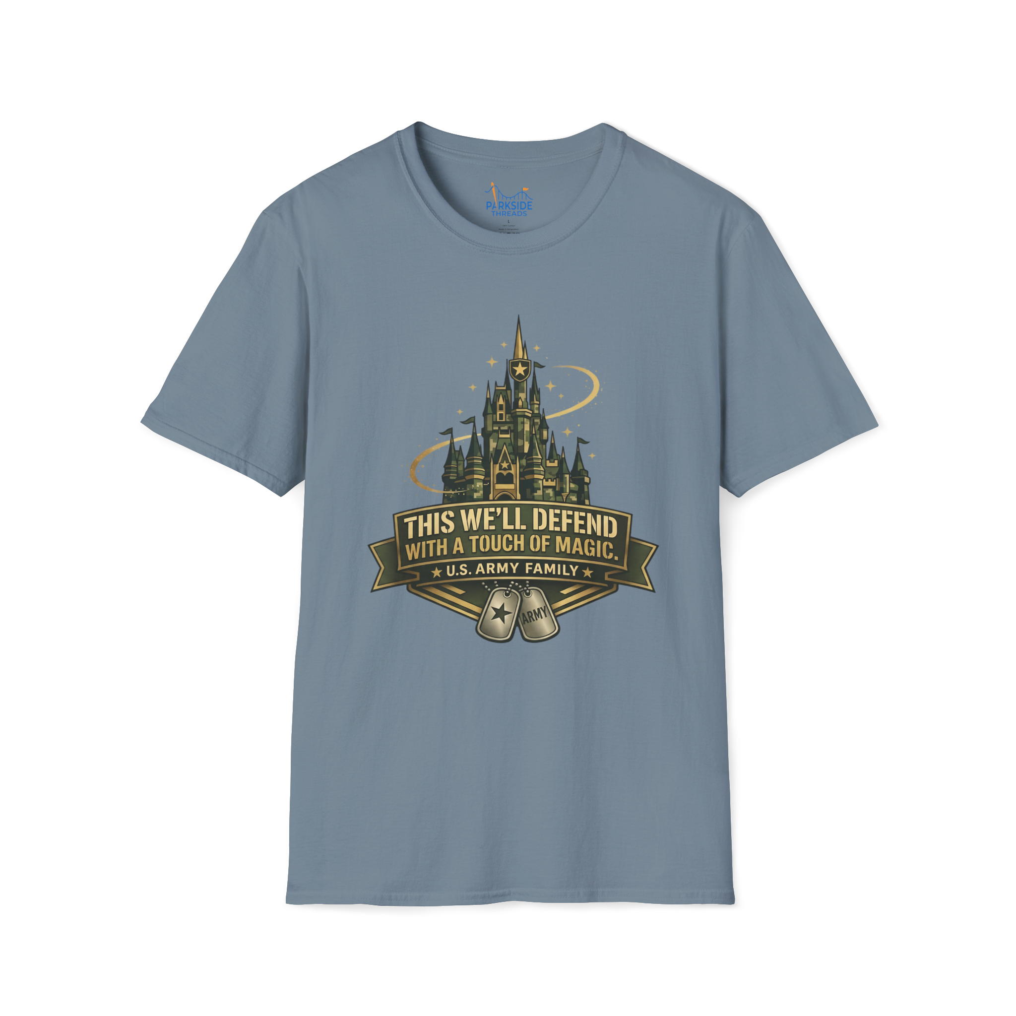 This We’ll Defend With a Touch of Magic Army Family Theme Park Shirt, Military Vacation Tee