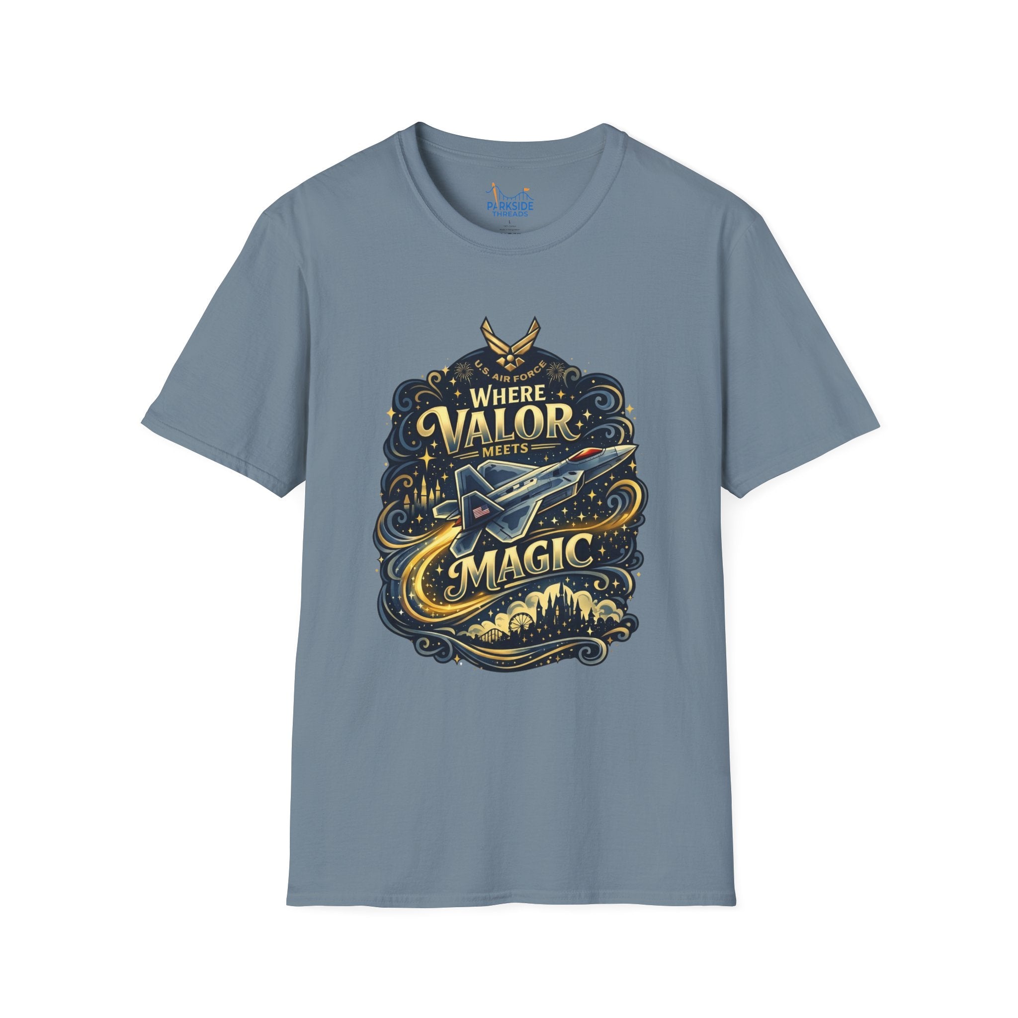 Where Valor Meets Magic Air Force Veteran Theme Park T-Shirt