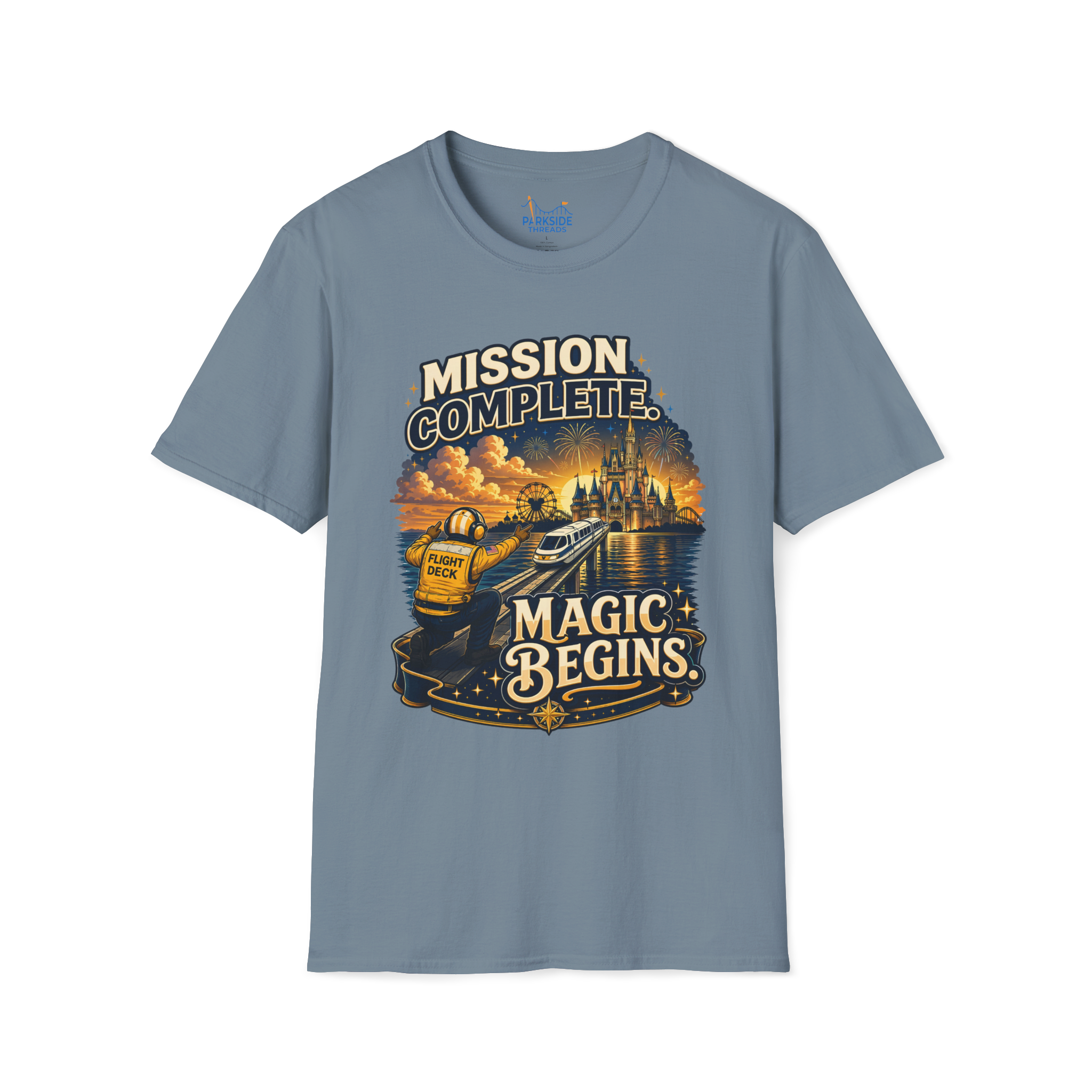 Mission Complete Navy Theme Park Shirt