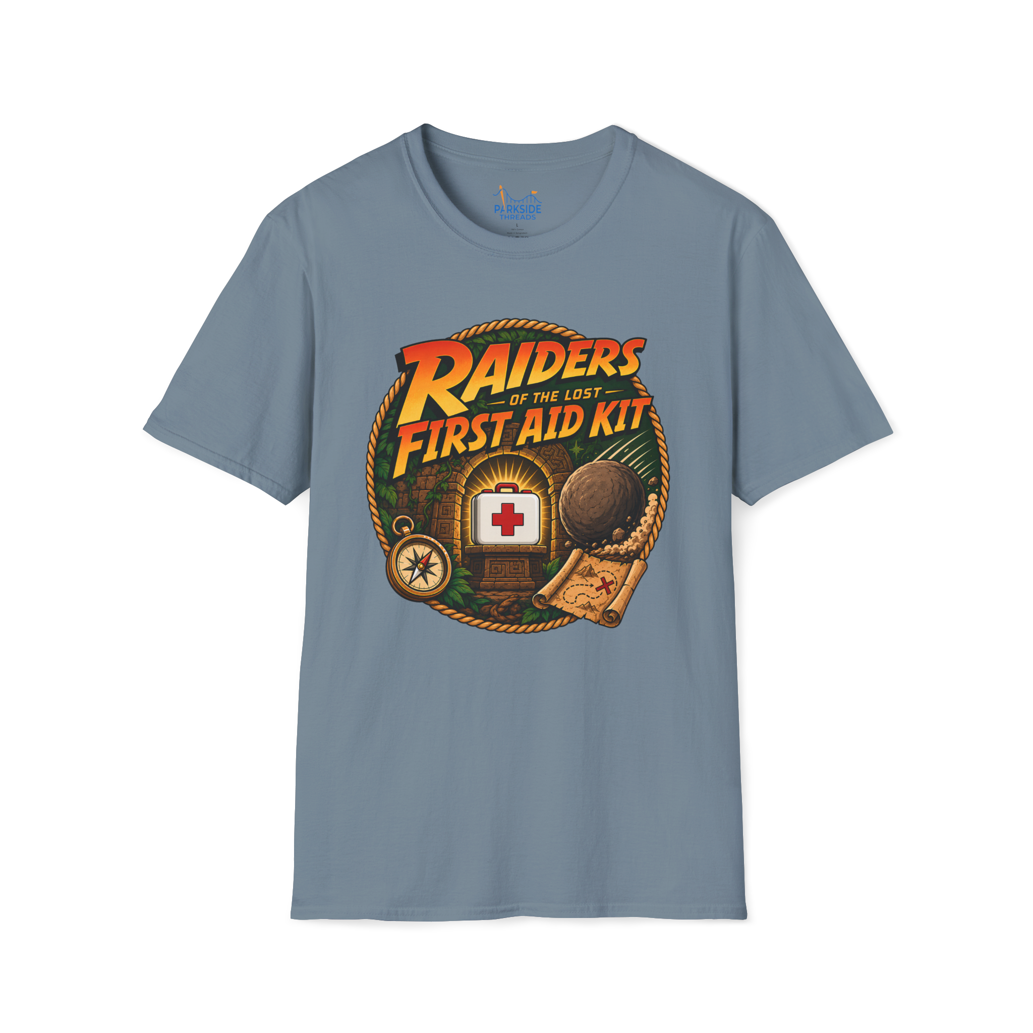 Raiders of the Lost First Aid Kit EMS Adventure Parody T-Shirt