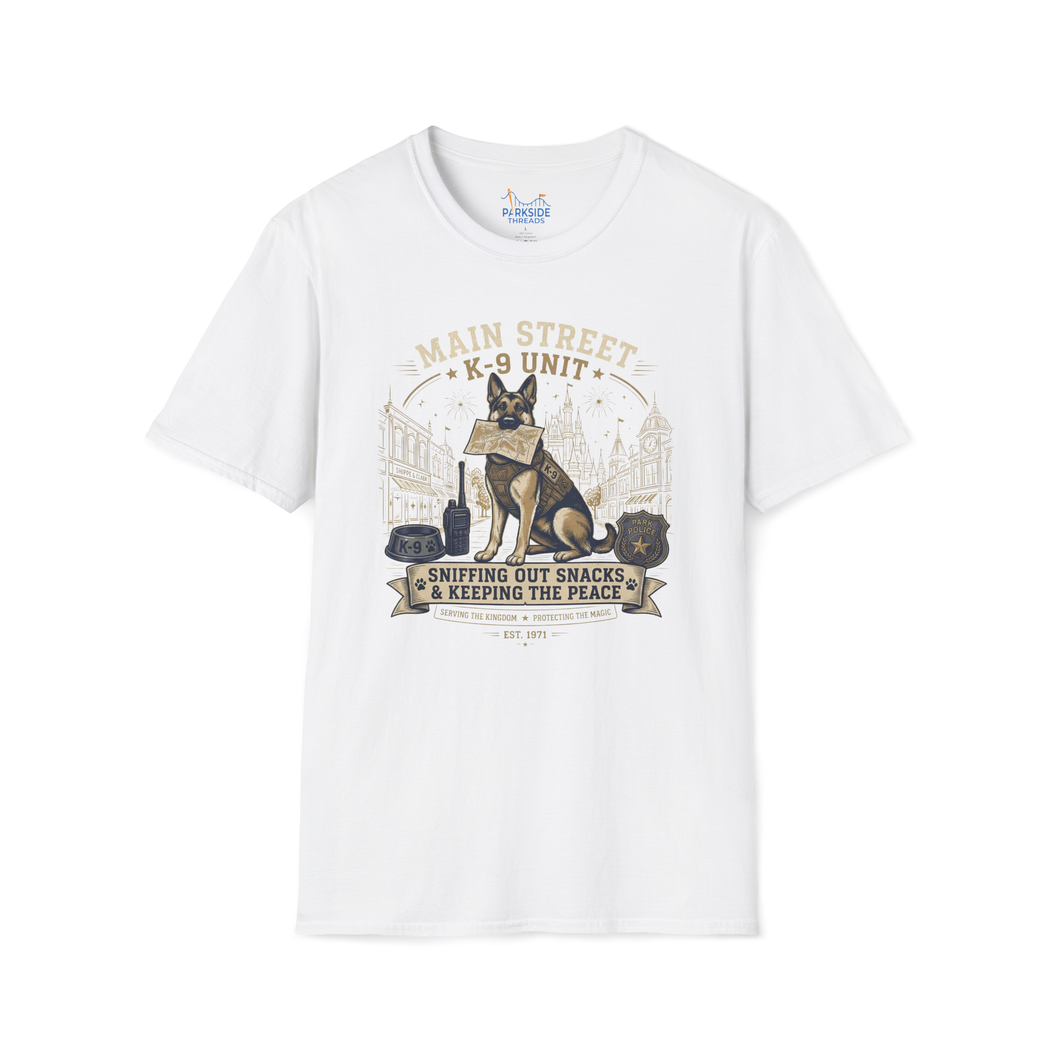 Main Street K9 Unit Police Officer Theme Park Shirt, Off Duty Cop Vacation Tee, Law Enforcement K9 Gift