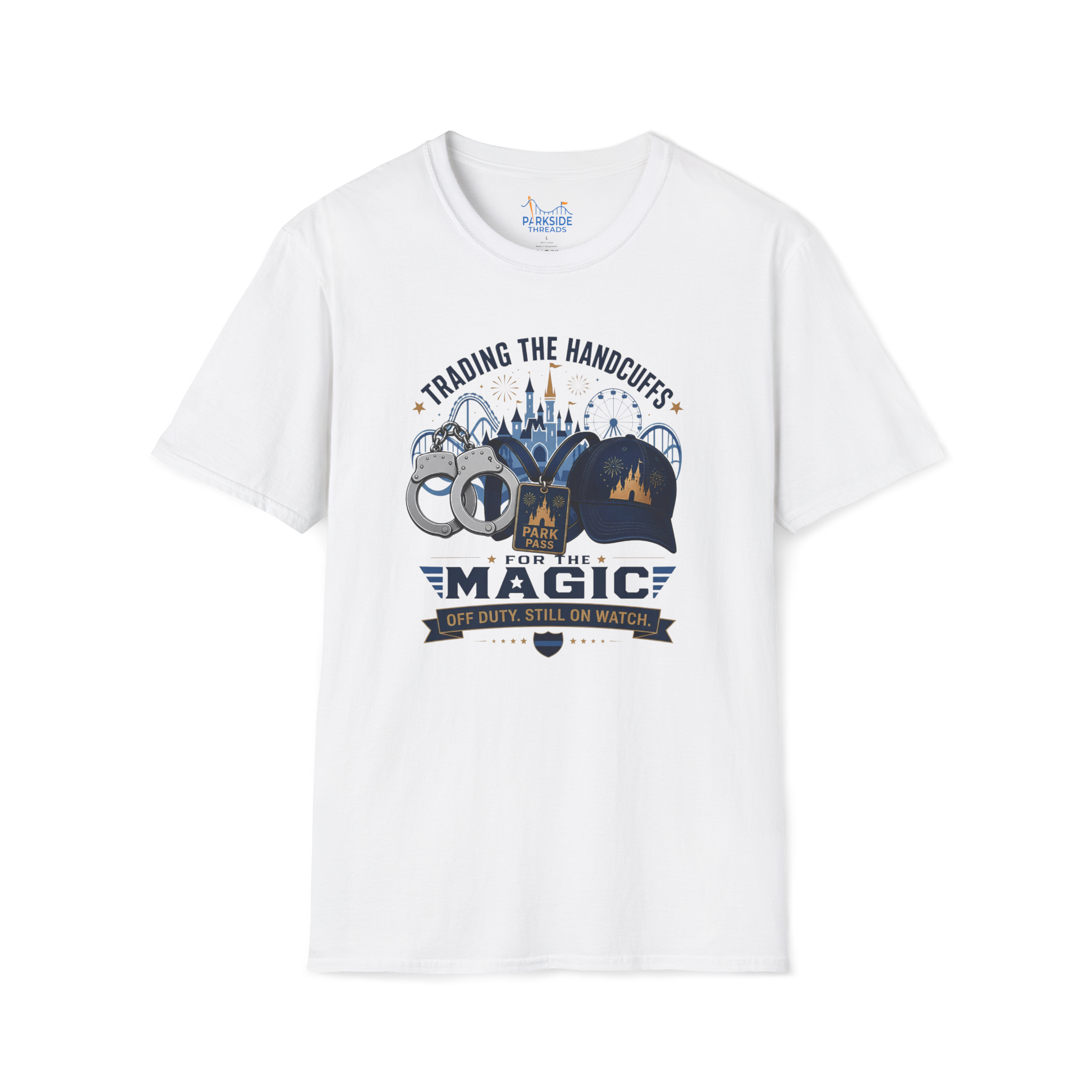 Trading the Handcuffs For Magic Police Officer Theme Park Shirt, Off Duty Cop Vacation Tee, Law Enforcement Gift