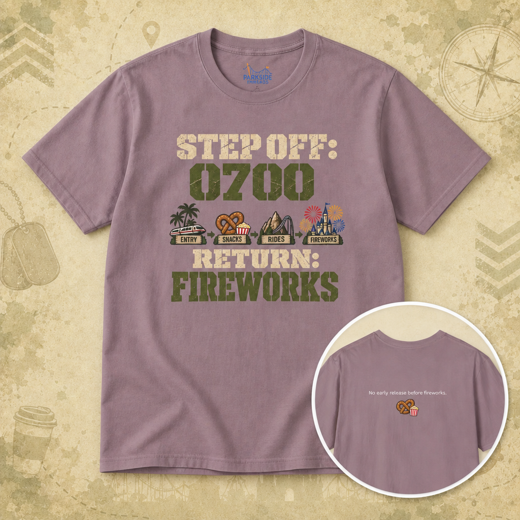 Step Off: 0700, Return: Fireworks