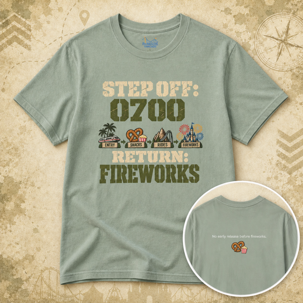 Step Off: 0700, Return: Fireworks