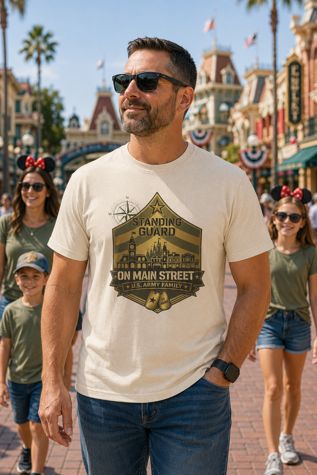 Standing Guard on Main Street U.S. Army Family Theme Park Shirt