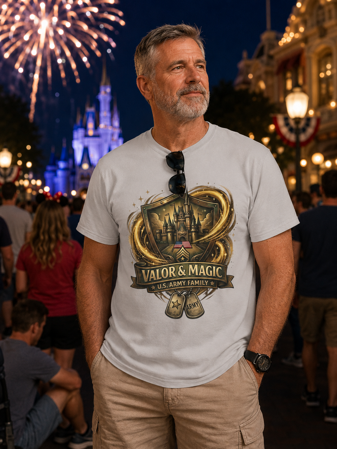 Valor & Magic Army Family Theme Park Shirt, U.S. Military Vacation Tee, Patriotic Park Gift