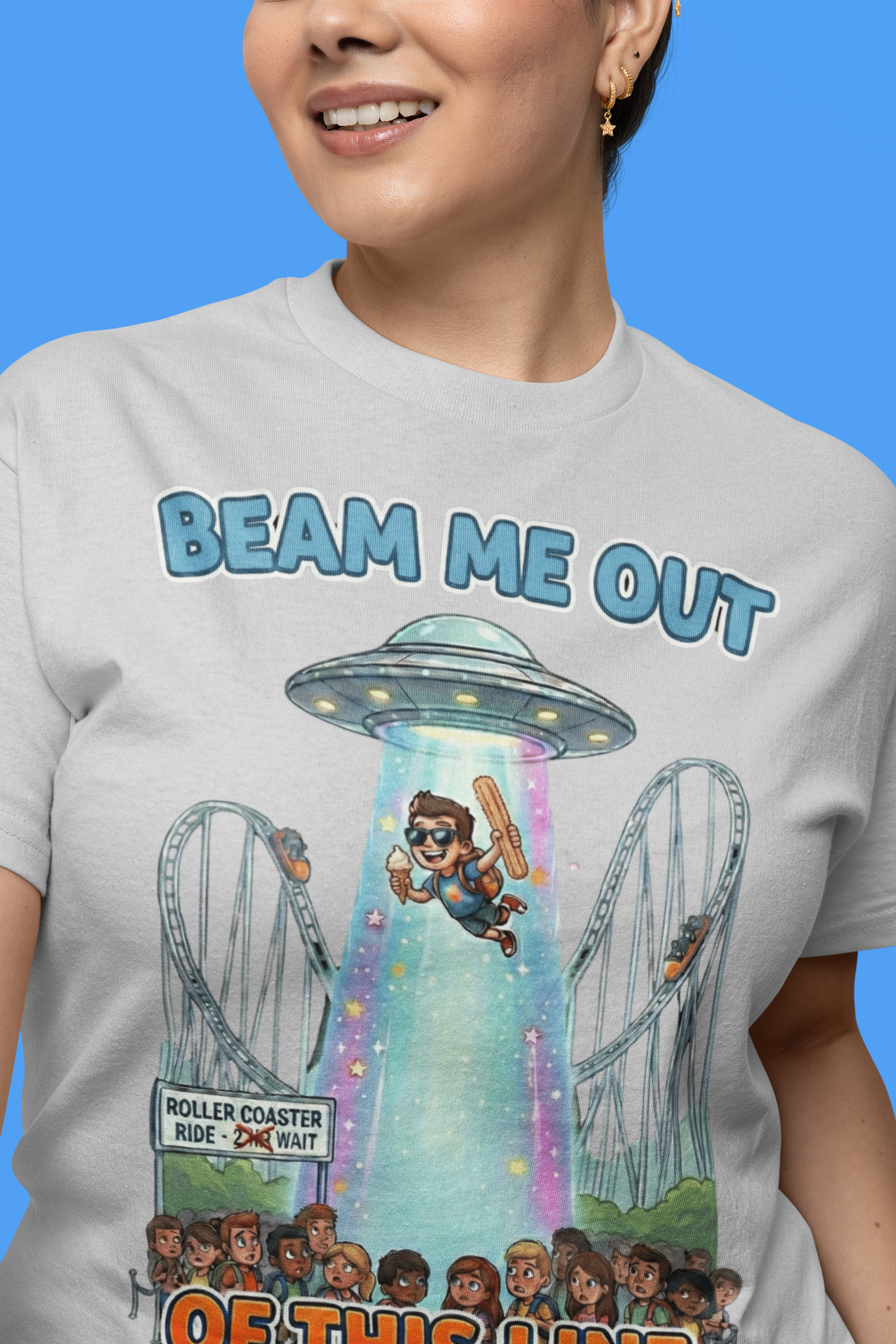Beam Me Out of This Line | The Ultimate Long Ride Wait Survival Tee