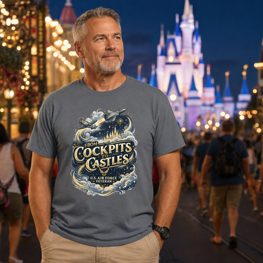 From Cockpits to Castles Air Force Veteran Theme Park T-Shirt