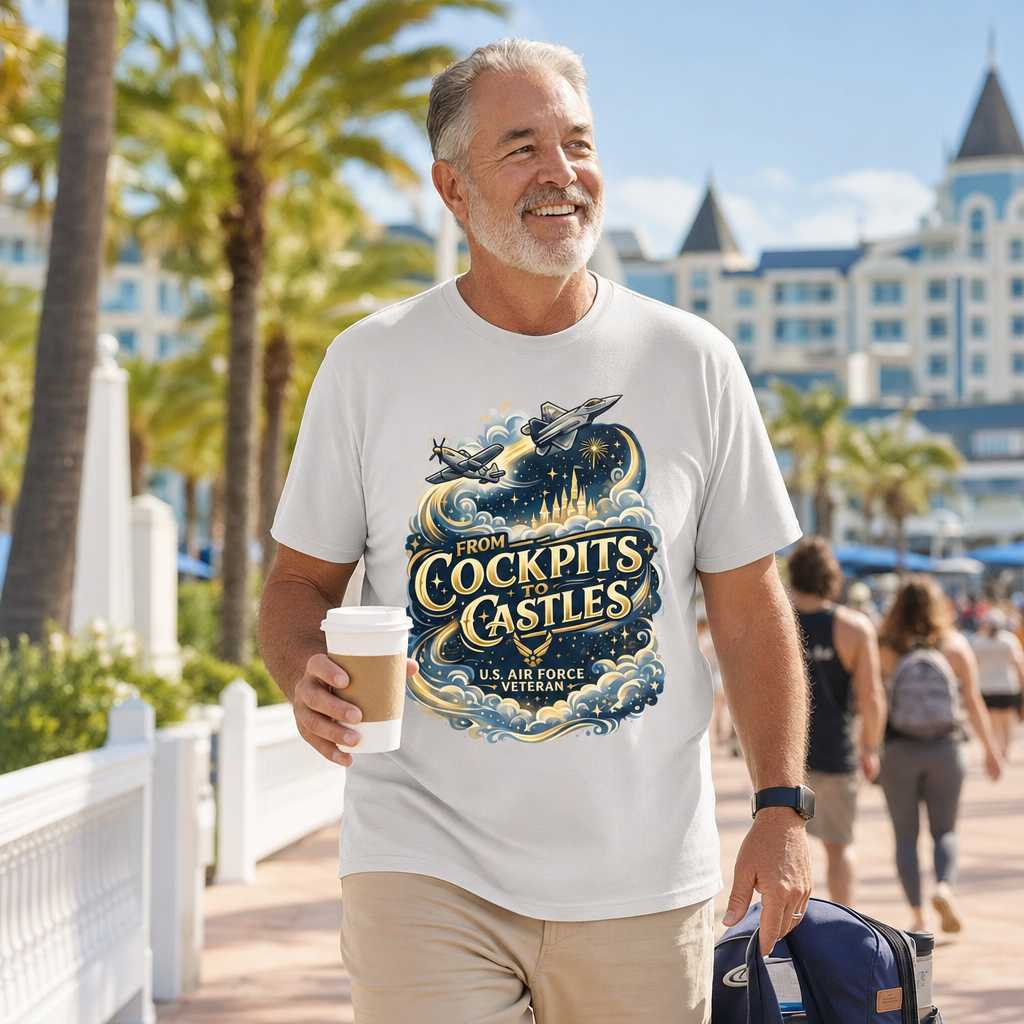 From Cockpits to Castles Air Force Veteran Theme Park T-Shirt