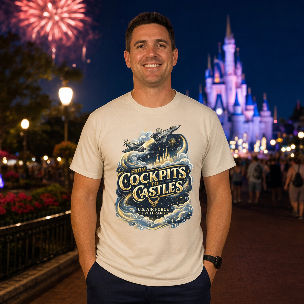 From Cockpits to Castles Air Force Veteran Theme Park T-Shirt