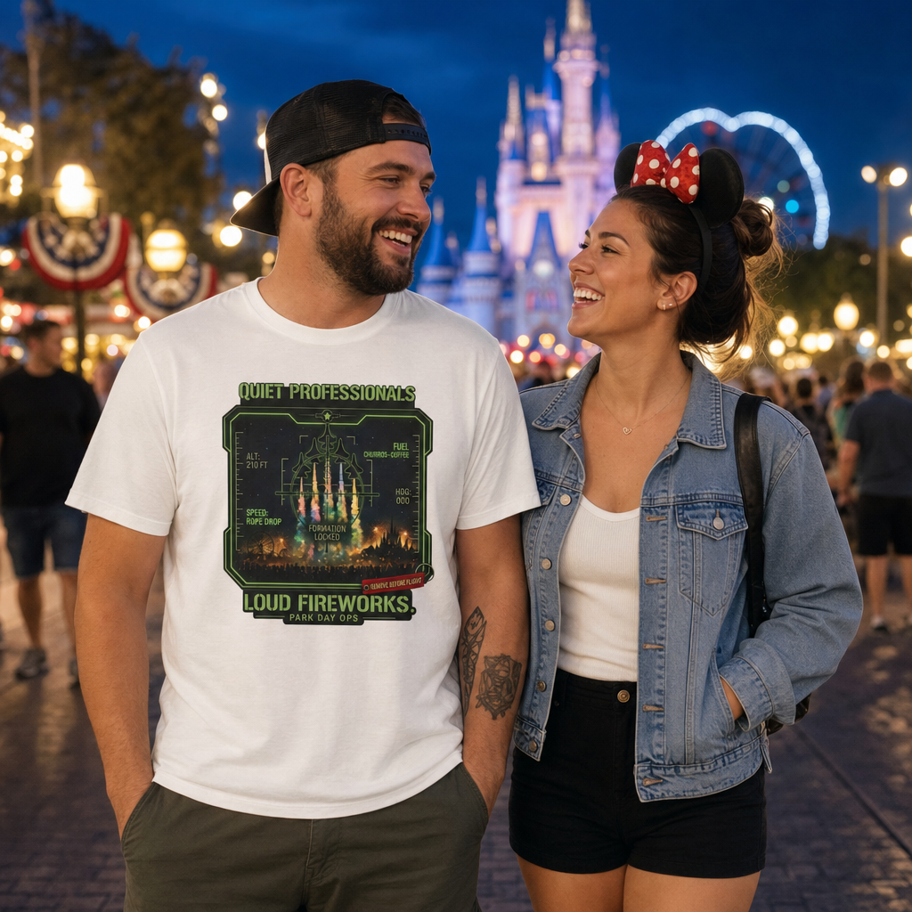 Quiet Professionals Loud Fireworks Air Force Theme Park HUD T-Shirt