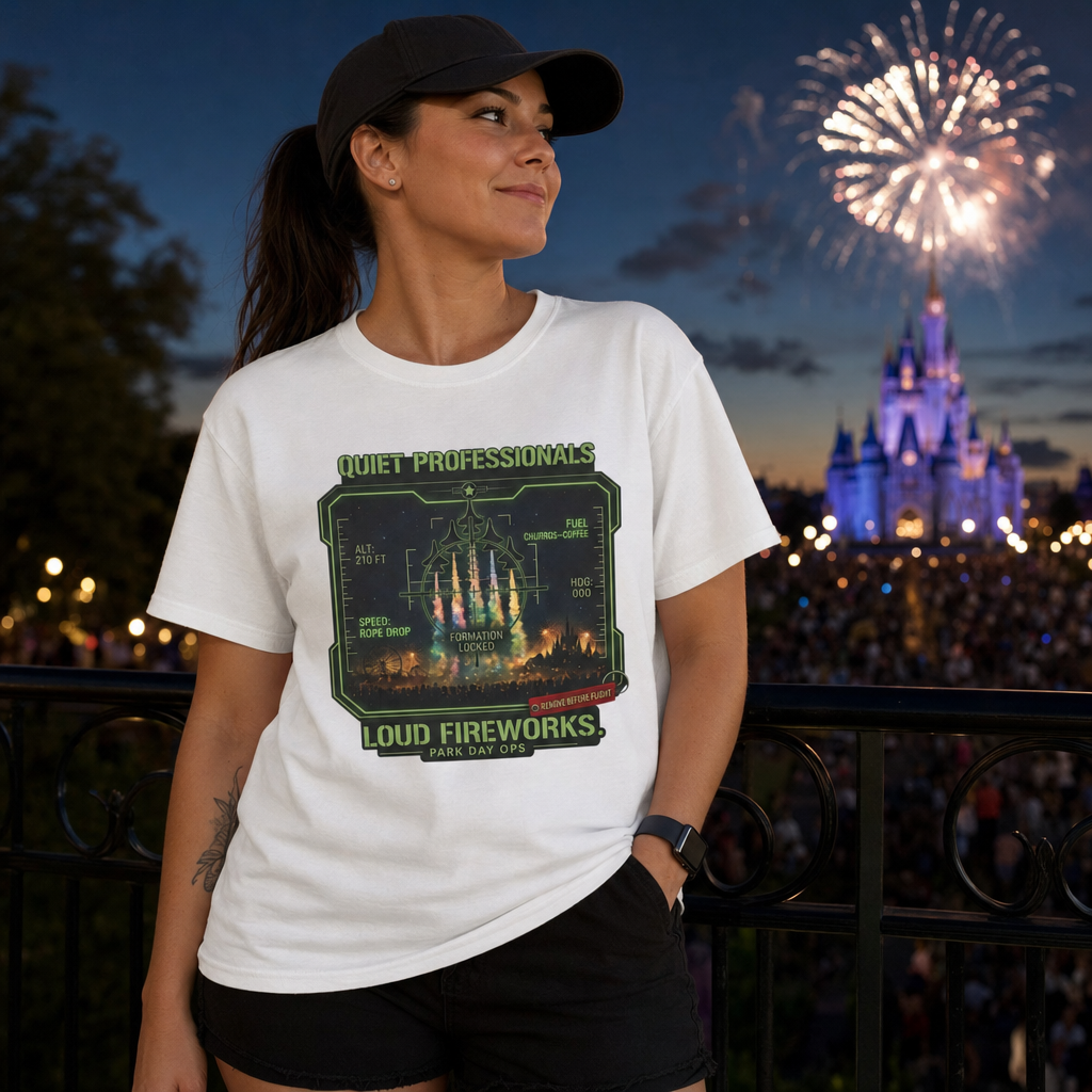 Quiet Professionals Loud Fireworks Air Force Theme Park HUD T-Shirt