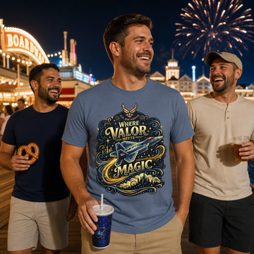 Where Valor Meets Magic Air Force Veteran Theme Park T-Shirt