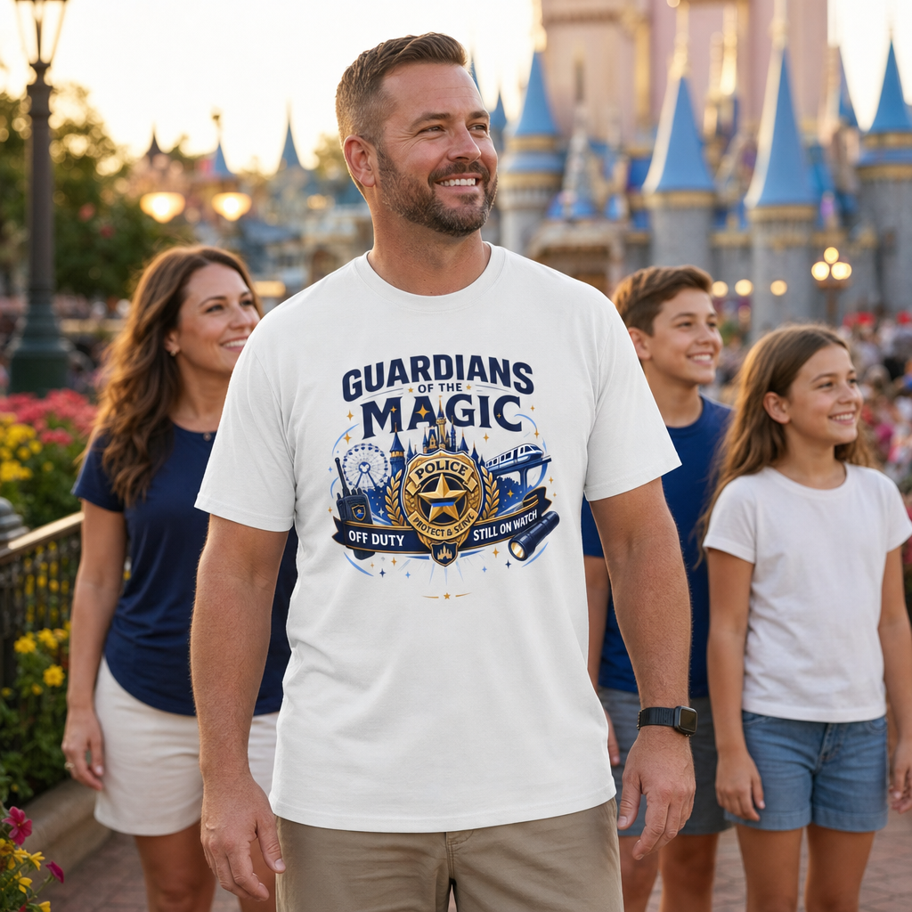 Guardians of the Magic Police Officer Theme Park Shirt, Off Duty Cop Vacation Tee, Law Enforcement Gift