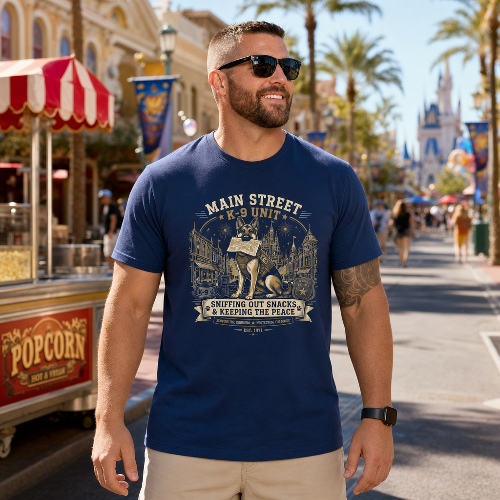 Main Street K9 Unit Police Officer Theme Park Shirt, Off Duty Cop Vacation Tee, Law Enforcement K9 Gift