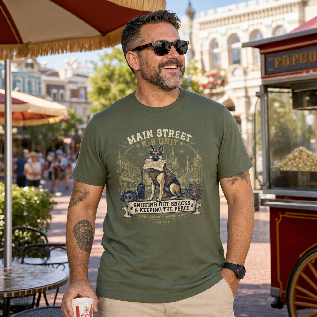 Main Street K9 Unit Police Officer Theme Park Shirt, Off Duty Cop Vacation Tee, Law Enforcement K9 Gift