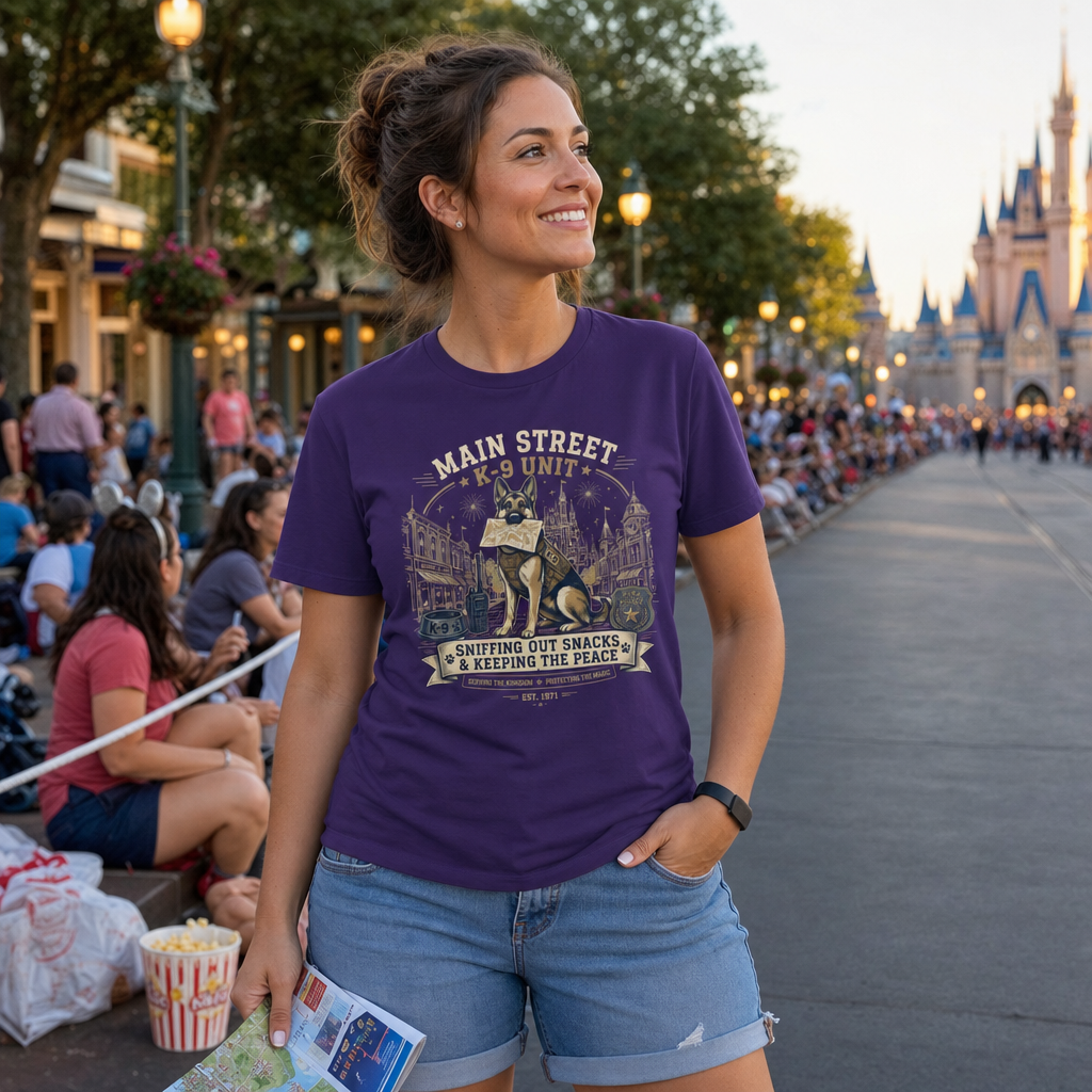 Main Street K9 Unit Police Officer Theme Park Shirt, Off Duty Cop Vacation Tee, Law Enforcement K9 Gift
