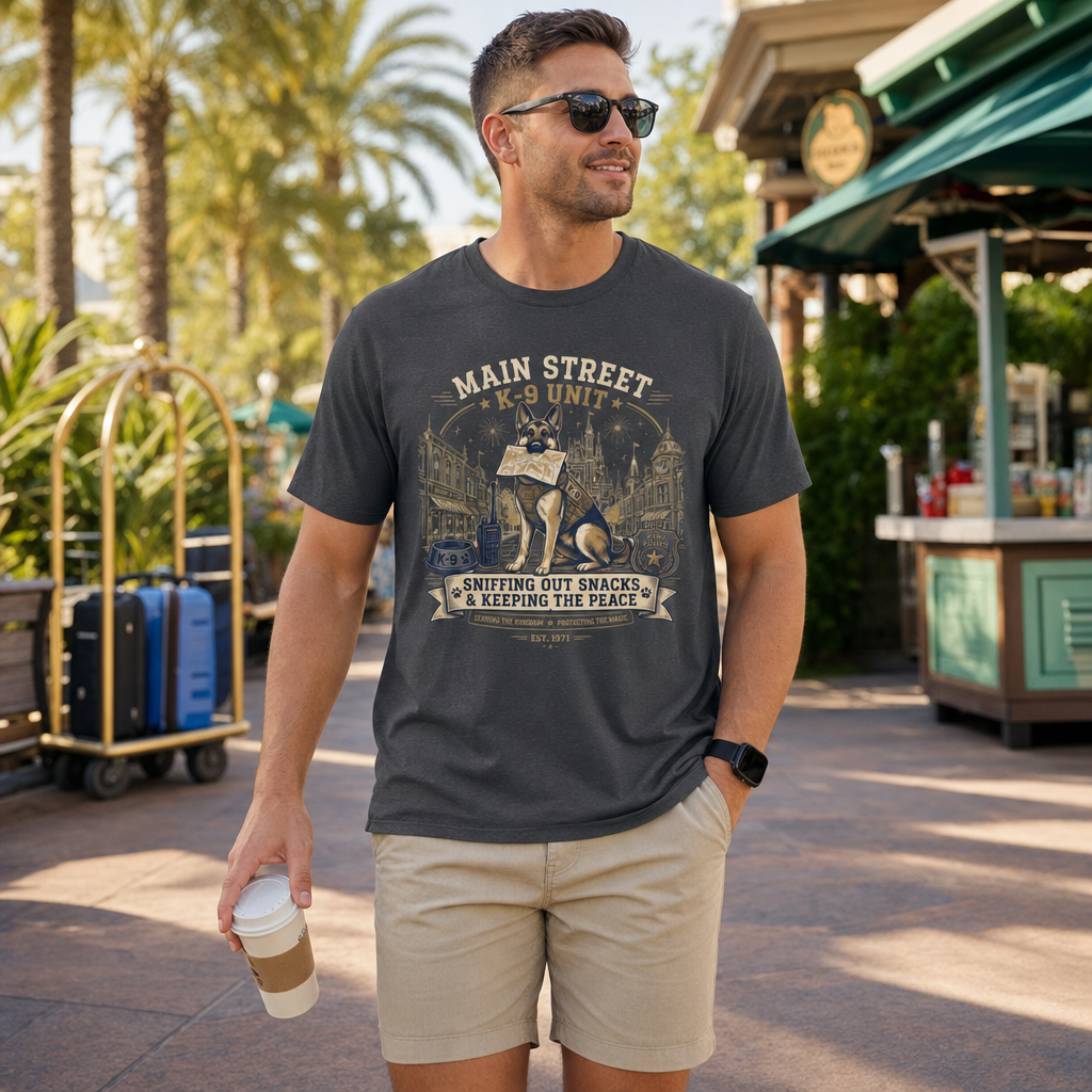 Main Street K9 Unit Police Officer Theme Park Shirt, Off Duty Cop Vacation Tee, Law Enforcement K9 Gift