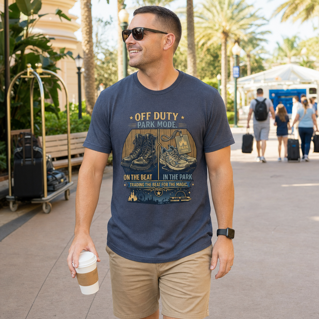 Off Duty Park Mode Police Officer Theme Park Shirt, Law Enforcement Vacation Tee, Cop Gift