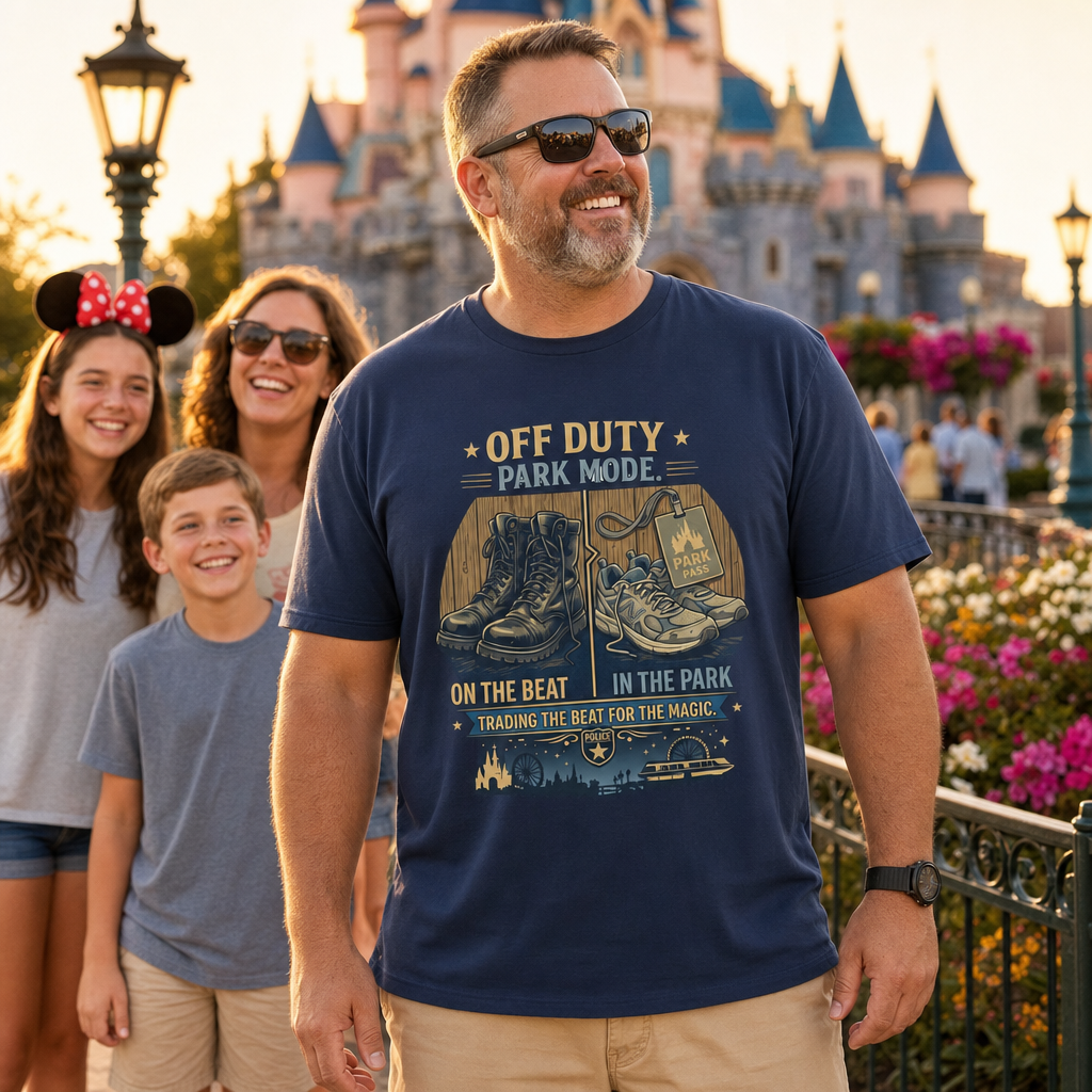 Off Duty Park Mode Police Officer Theme Park Shirt, Law Enforcement Vacation Tee, Cop Gift