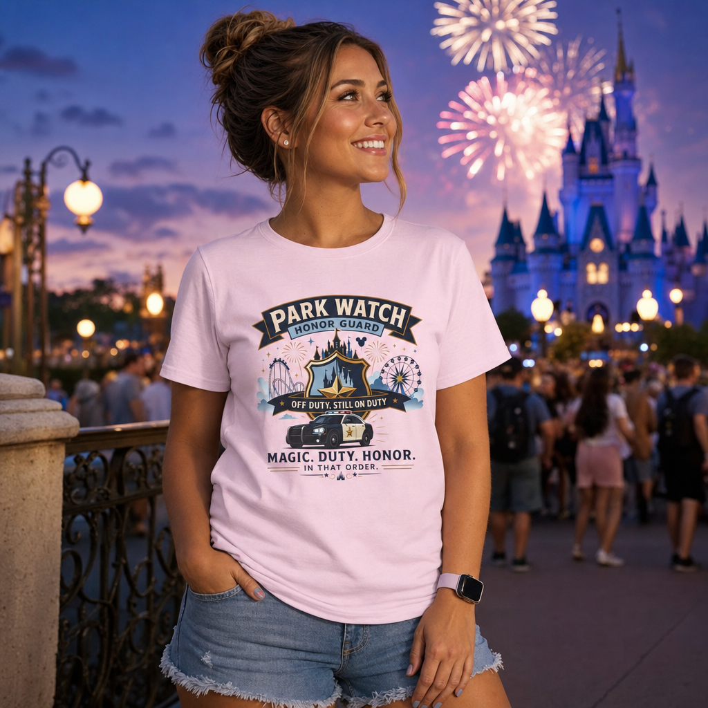 Park Watch Honor Guard Police Officer Theme Park Shirt, Off Duty Cop Vacation Tee, Law Enforcement Gift