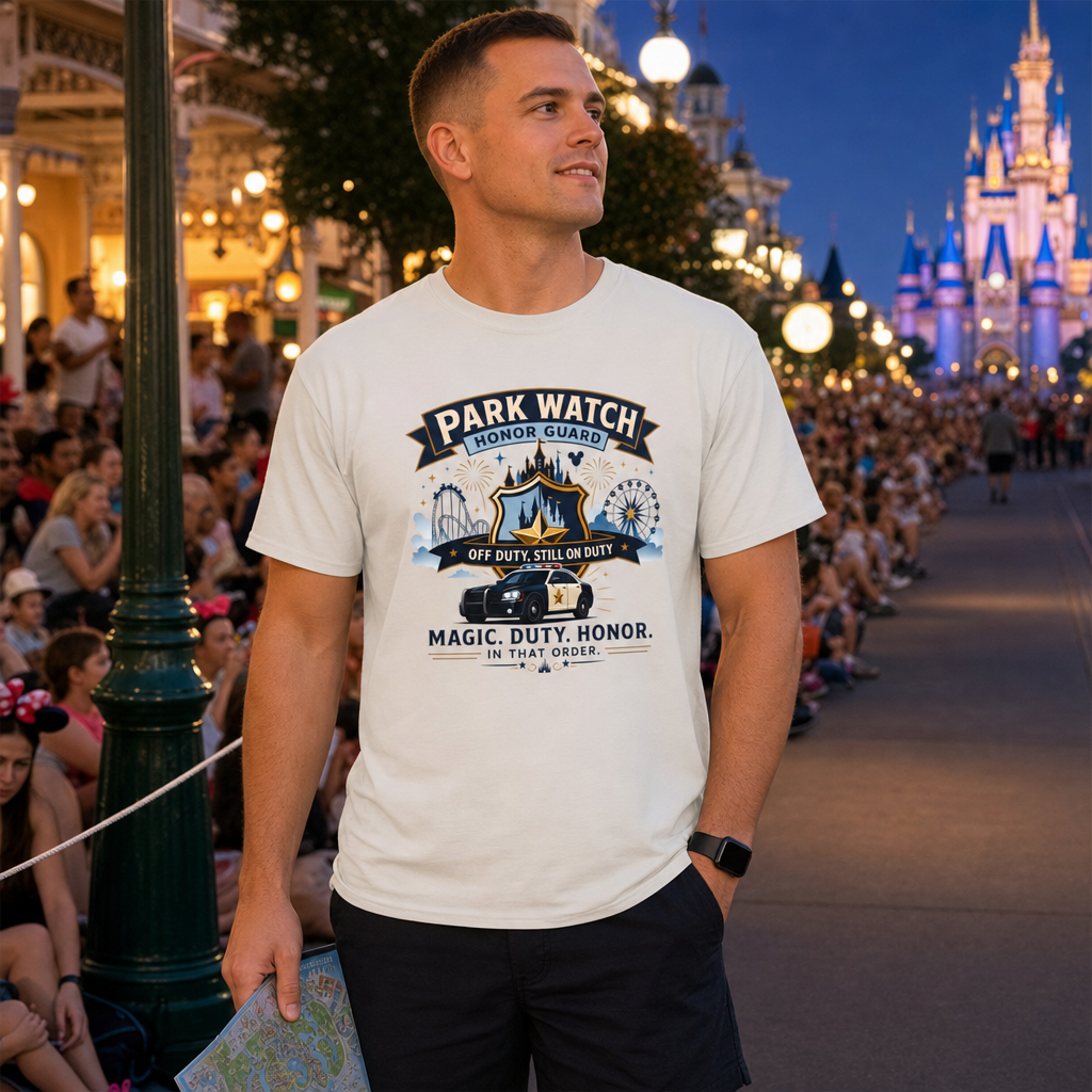 Park Watch Honor Guard Police Officer Theme Park Shirt, Off Duty Cop Vacation Tee, Law Enforcement Gift