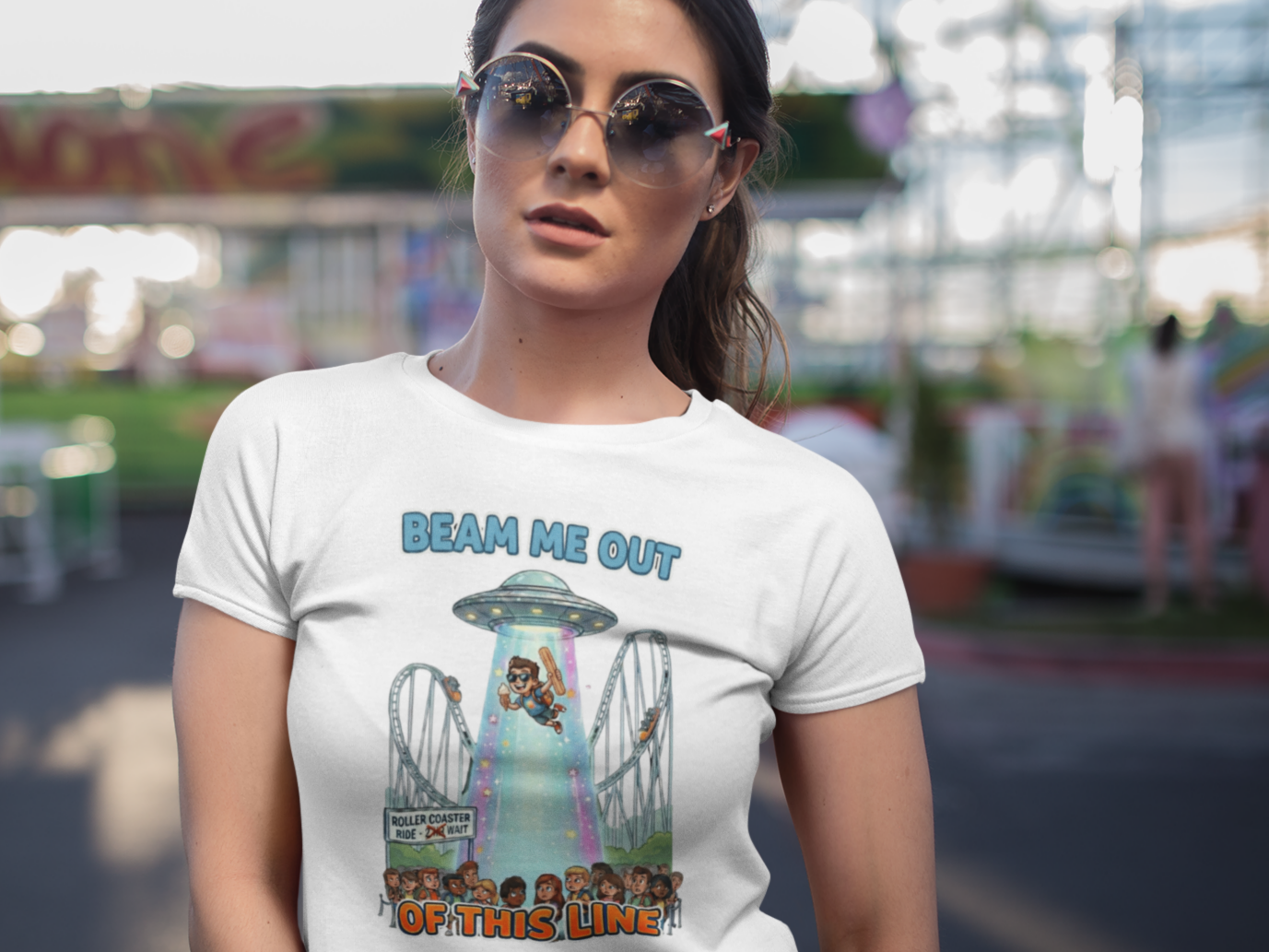 Beam Me Out of This Line | The Ultimate Long Ride Wait Survival Tee
