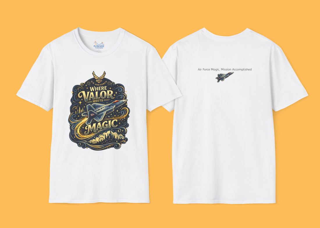 Where Valor Meets Magic Air Force Veteran Theme Park T-Shirt