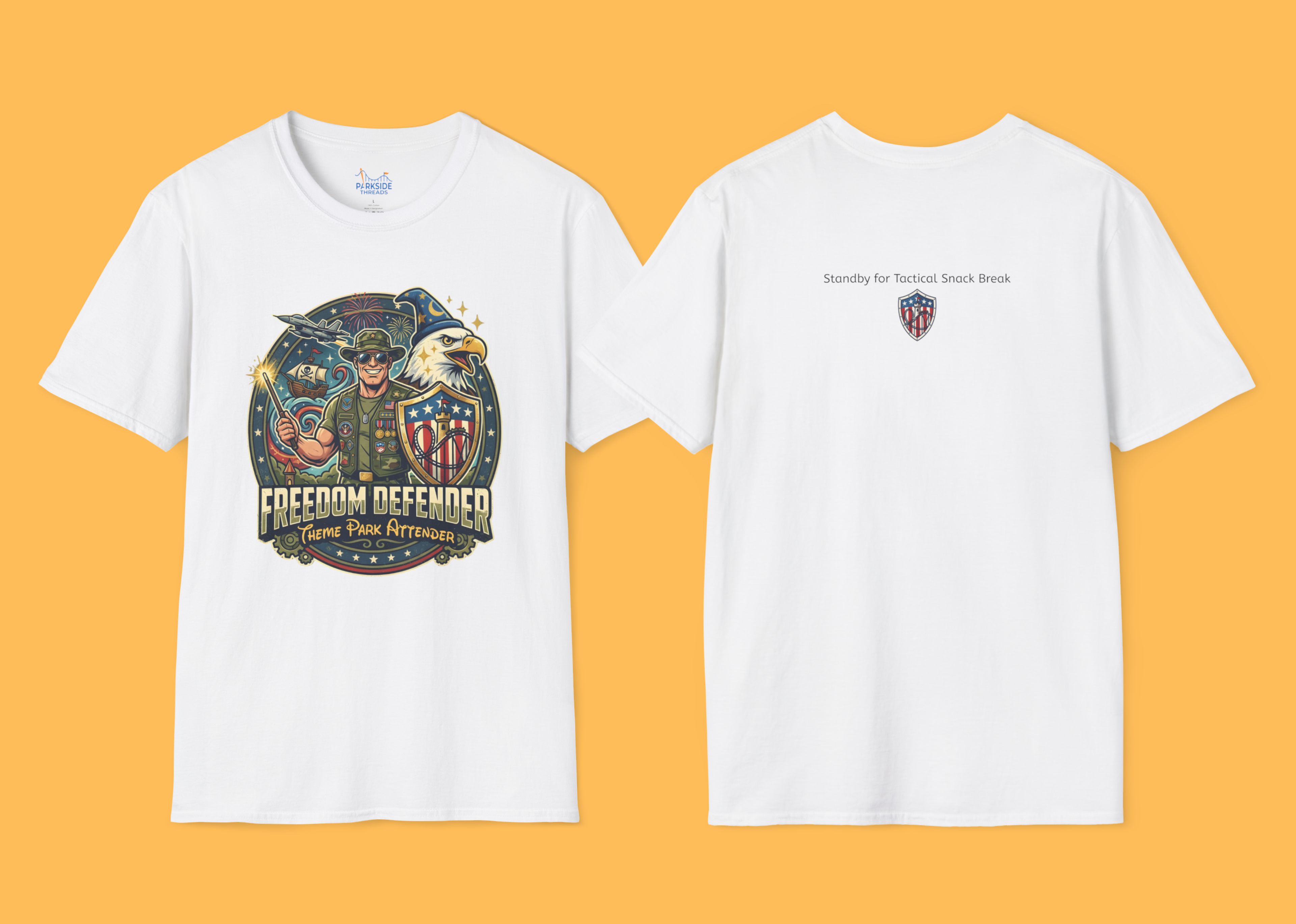 Freedom Defender Theme Park Attender Veteran Shirt, Military Family Vacation Tee, Patriotic Park Gift
