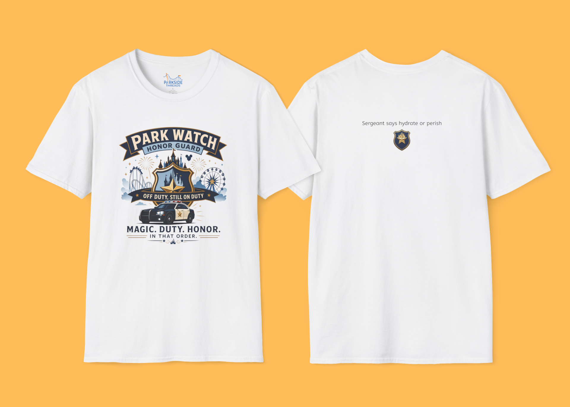 Park Watch Honor Guard Police Officer Theme Park Shirt, Off Duty Cop Vacation Tee, Law Enforcement Gift