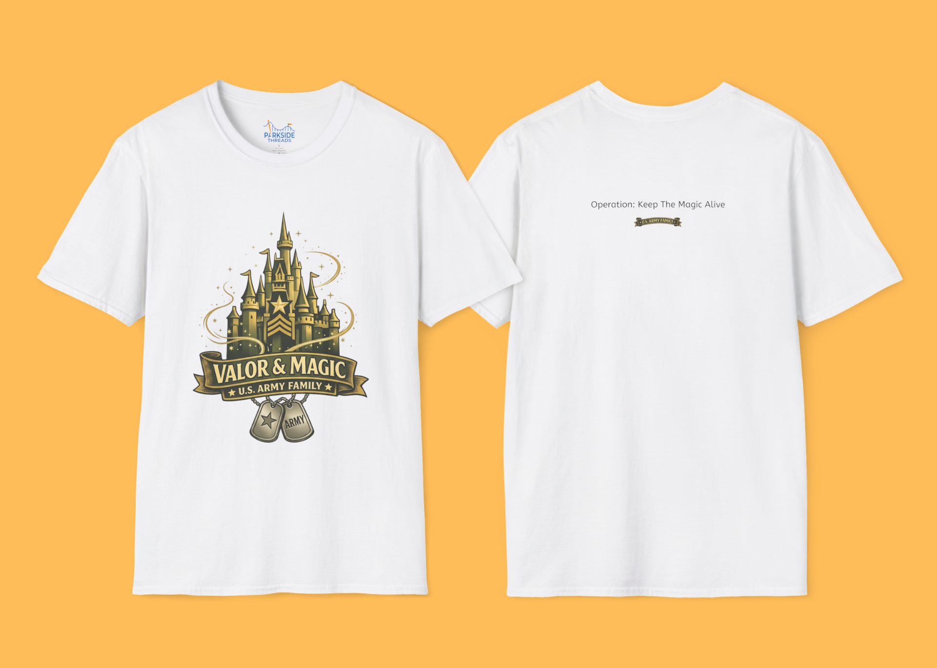 Valor & Magic Army Family Theme Park Shirt, U.S. Military Vacation Tee, Patriotic Gift
