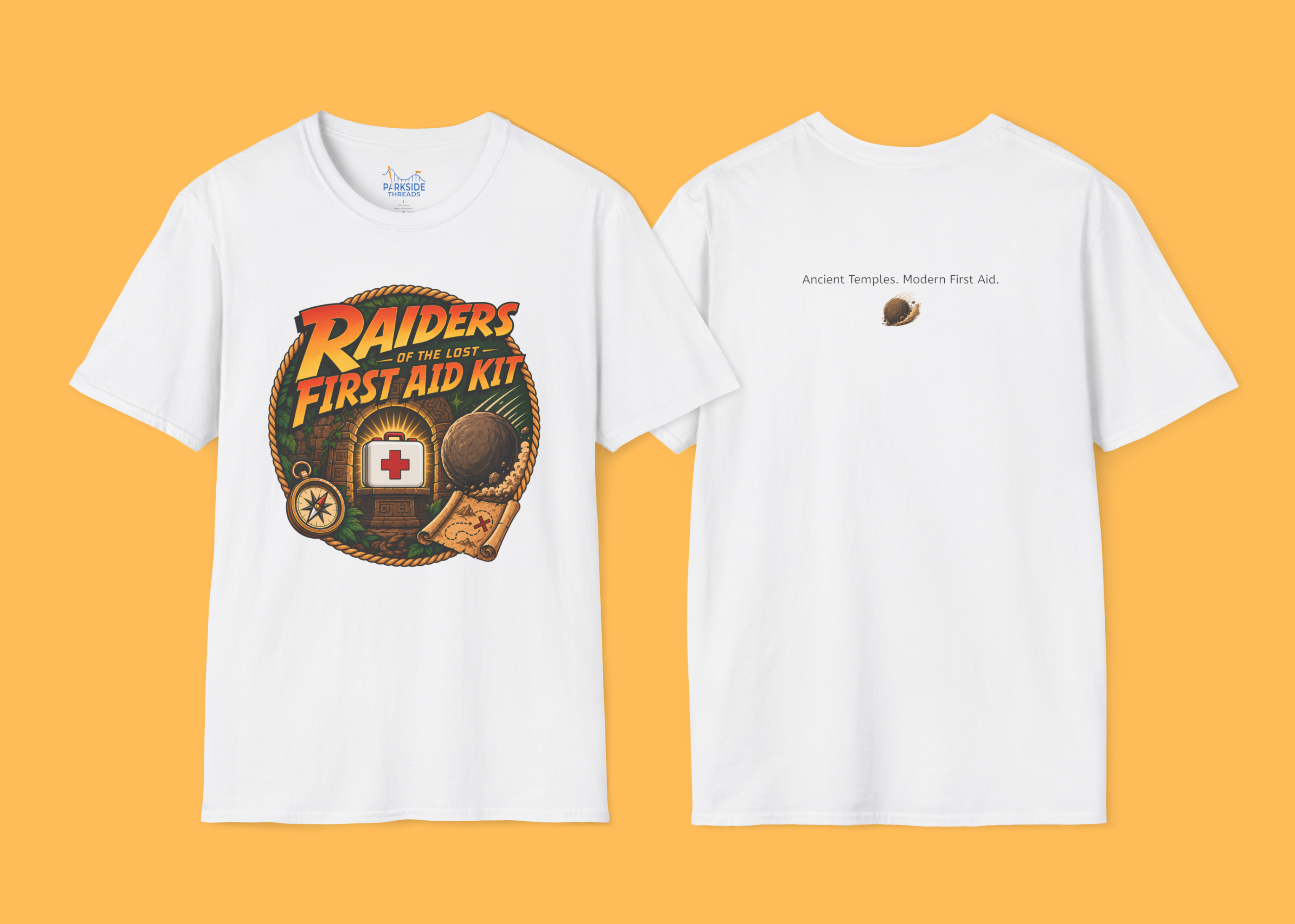 Raiders of the Lost First Aid Kit EMS Adventure Parody T-Shirt