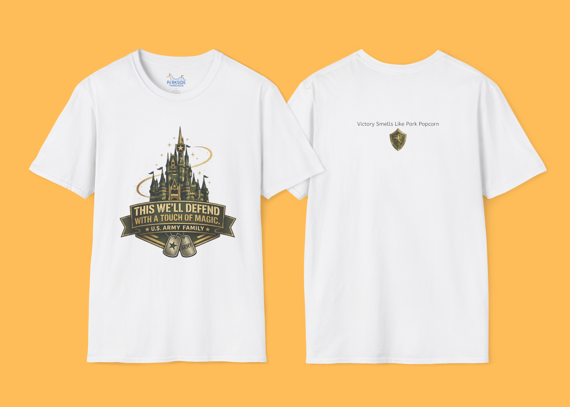 This We’ll Defend With a Touch of Magic Army Family Theme Park Shirt, Military Vacation Tee