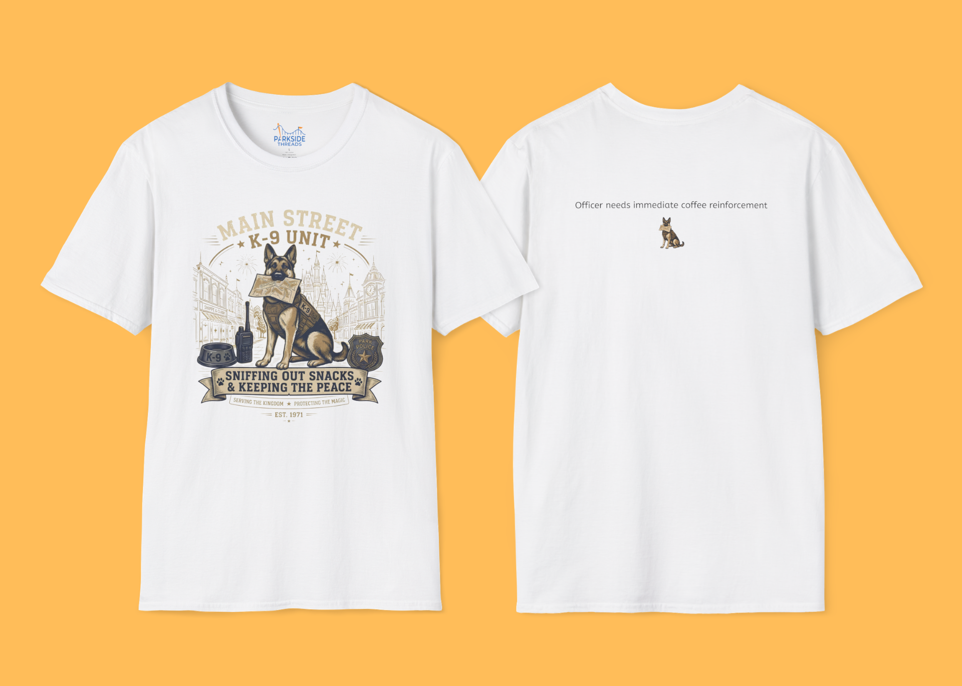 Main Street K9 Unit Police Officer Theme Park Shirt, Off Duty Cop Vacation Tee, Law Enforcement K9 Gift