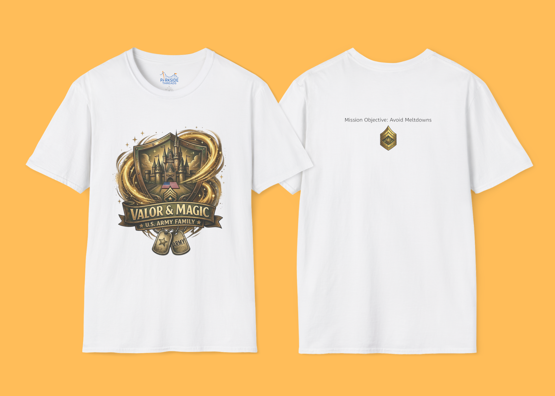 Valor & Magic Army Family Theme Park Shirt, U.S. Military Vacation Tee, Patriotic Park Gift