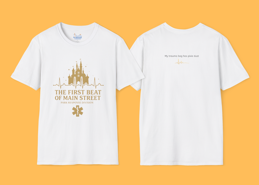 The First Beat of Main Street EMS First Responder Theme Park T-Shirt