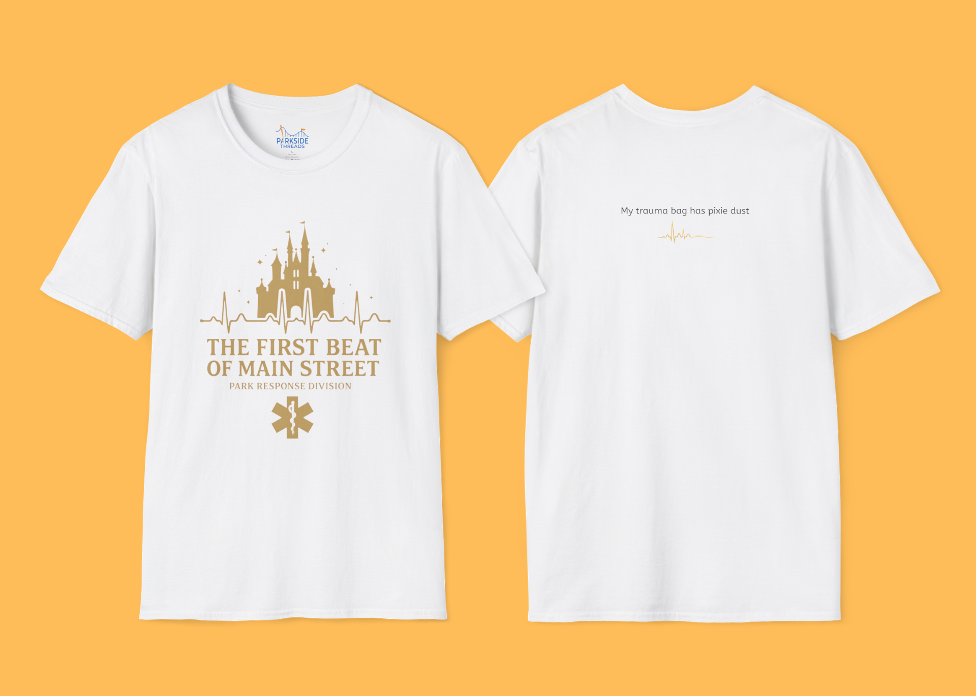 The First Beat of Main Street EMS First Responder Theme Park T-Shirt