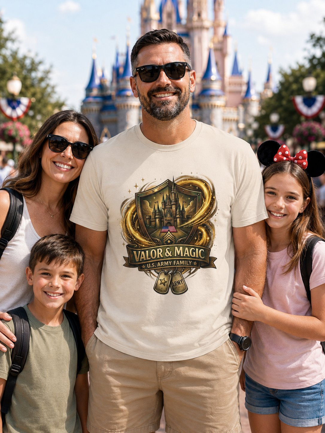 Valor & Magic Army Family Theme Park Shirt, U.S. Military Vacation Tee, Patriotic Park Gift