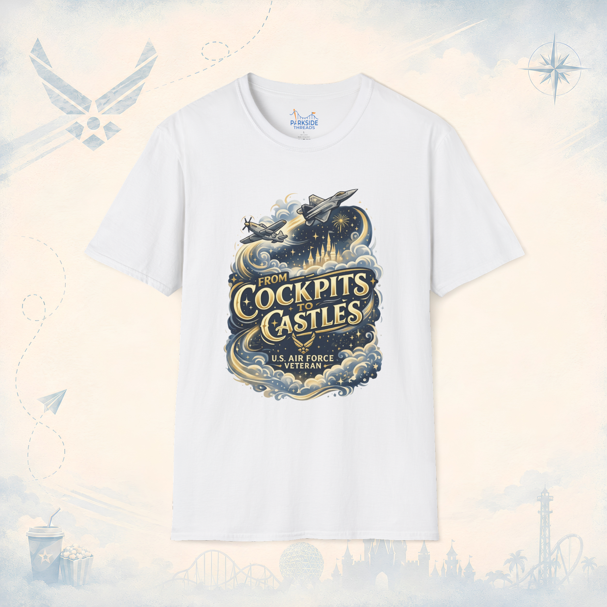 From Cockpits to Castles Air Force Veteran Theme Park T-Shirt
