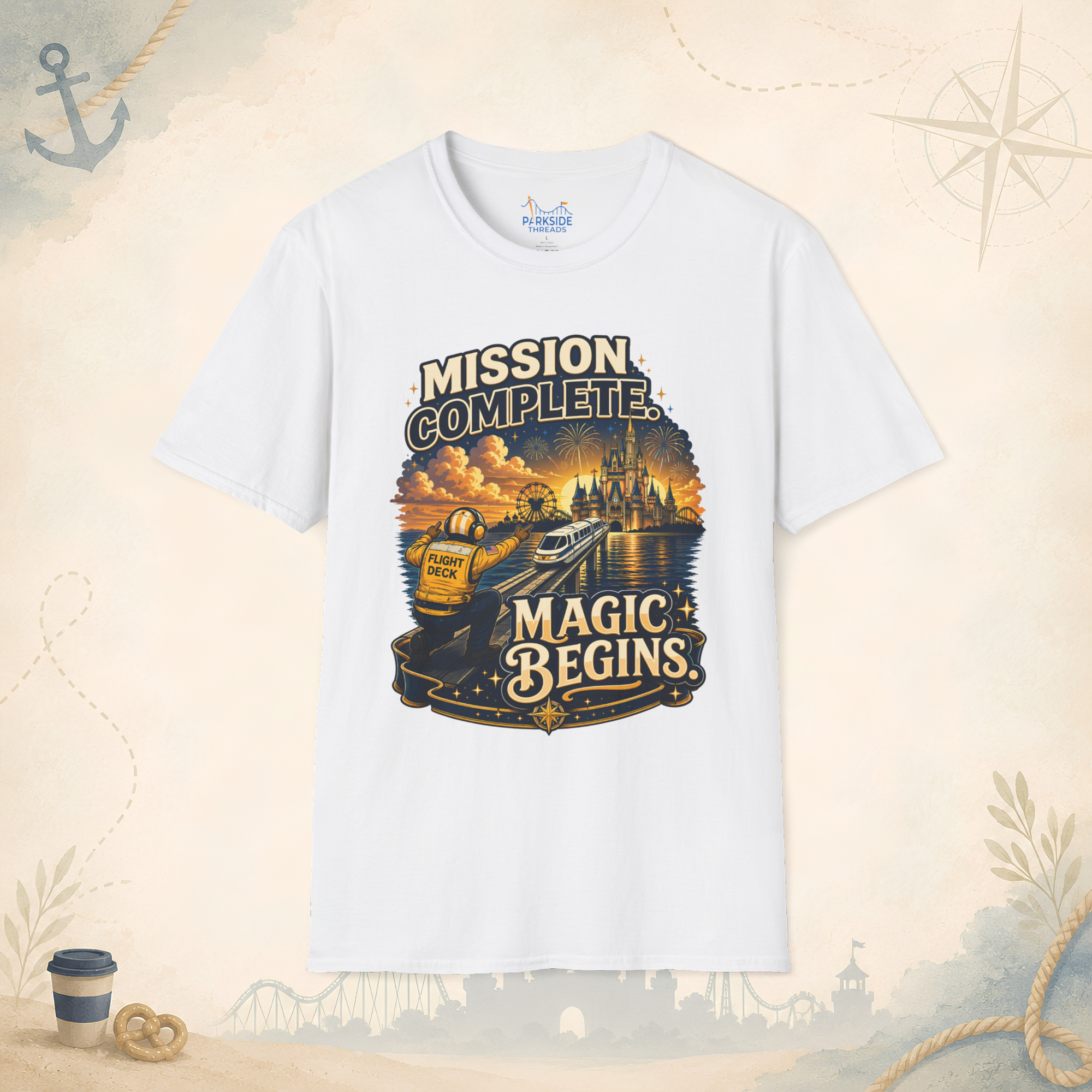 Mission Complete Navy Theme Park Shirt