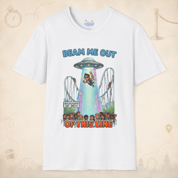 Beam Me Out Of This Line Park Dad Shirt – Funny Theme Park Queue Tee