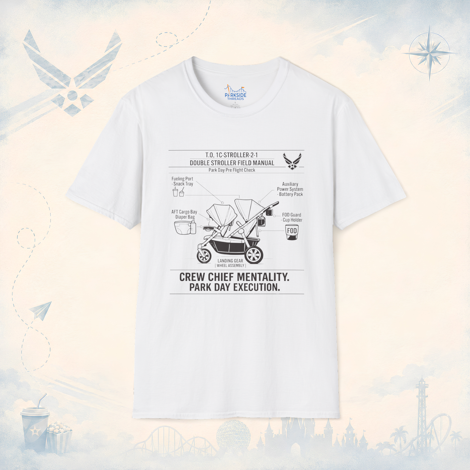 Crew Chief Mentality Park Day Execution Air Force Dad T-Shirt