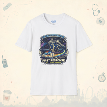 First Response At Light Speed EMS First Responder Sci-Fi Theme Park T-Shirt