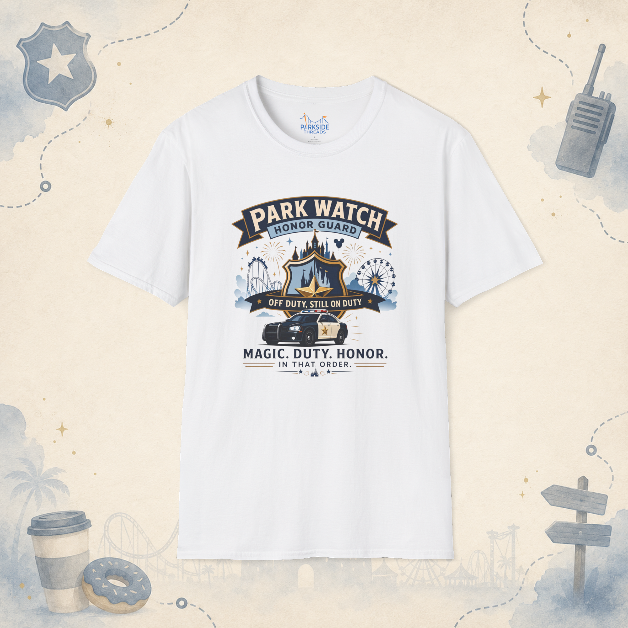 Park Watch Honor Guard Police Officer Theme Park Shirt, Off Duty Cop Vacation Tee, Law Enforcement Gift