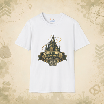This We’ll Defend With a Touch of Magic Army Family Theme Park Shirt, Military Vacation Tee