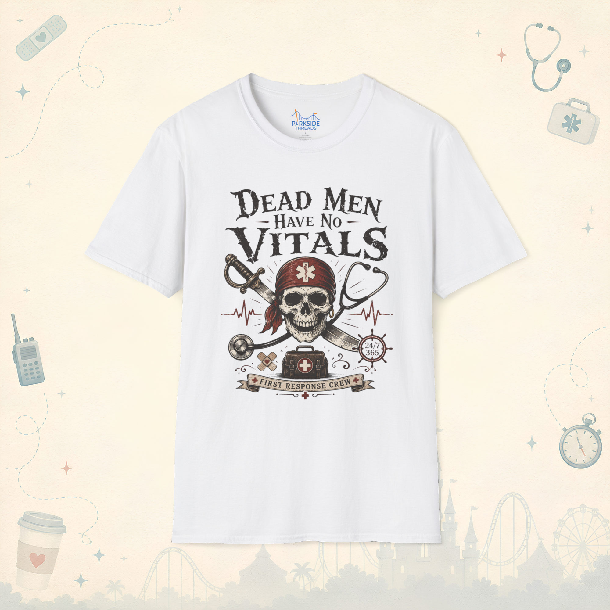 Dead Men Have No Vitals Pirate EMS First Responder T-Shirt